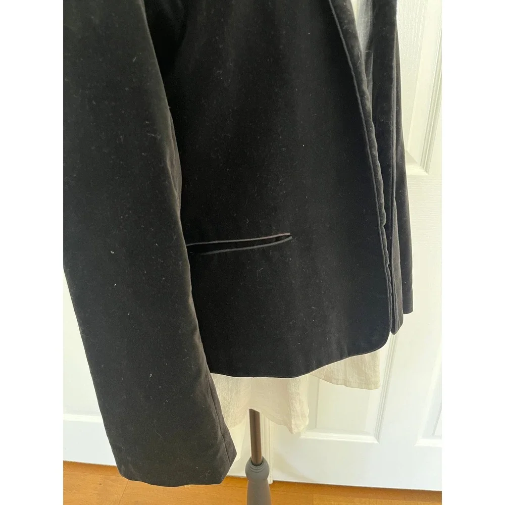 Vintage Emporium Capwell Black Velvet Blazer Jacket Boxy Open Front